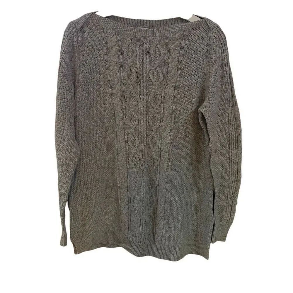 Crown & Ivy large gray sweater long sleep wool blend